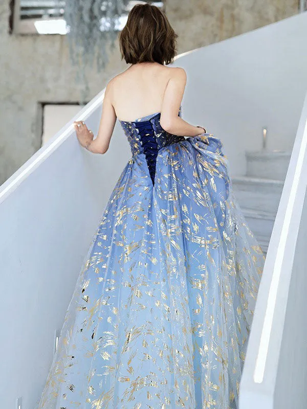 Charming Evening Dress A-Line Strapless Matte Satin Floor-Length Pleated Sequined evening dress