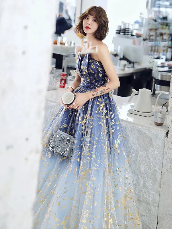 Charming Evening Dress A-Line Strapless Matte Satin Floor-Length Pleated Sequined evening dress