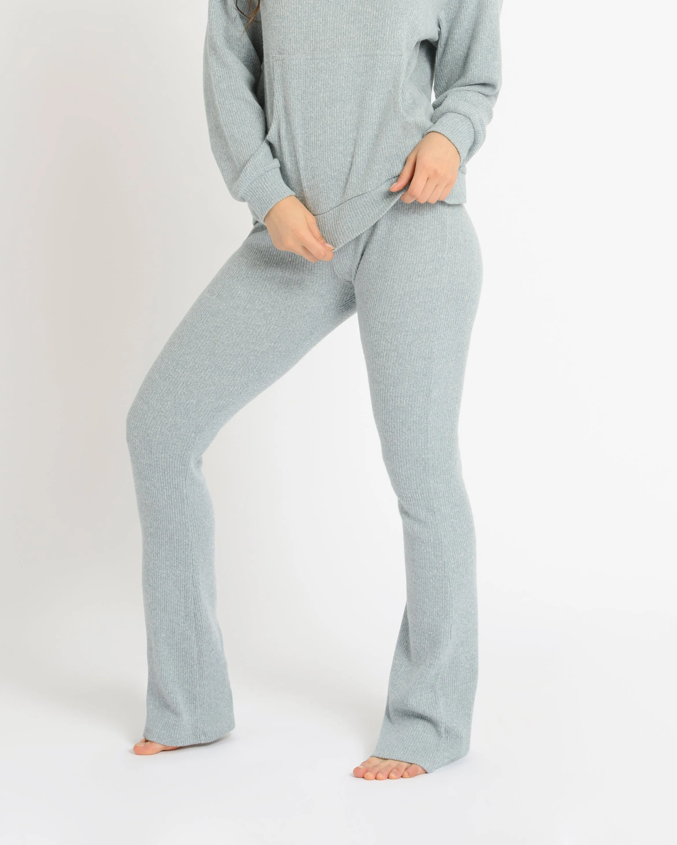 Chelsea Peers NYC Lounge Ribbed Grey Wide Leg Trouser