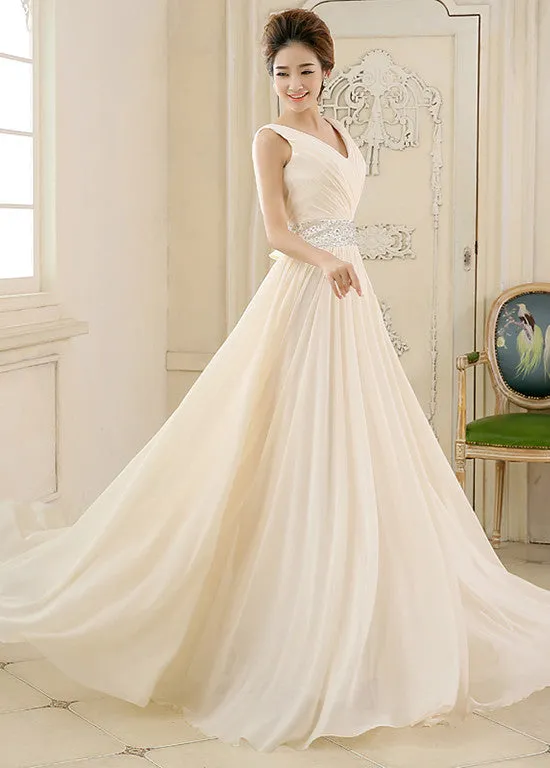 Chiffon V-neck A-line Prom Dress