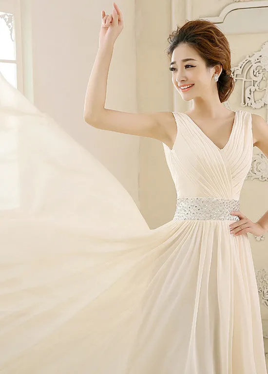 Chiffon V-neck A-line Prom Dress