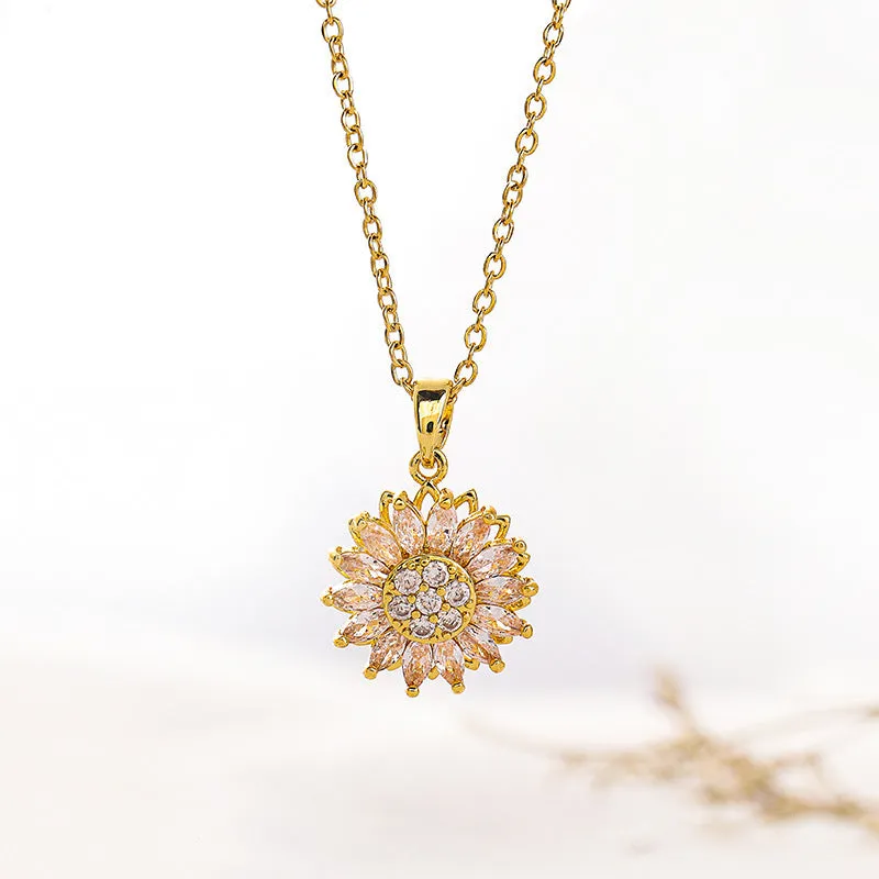 Classic Charm Sunflower Flower Stainless Steel Necklace Earrings