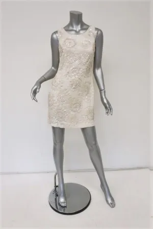 Collette Dinnigan Dress Cream Sequined Silk Size Small Sleeveless Mini NEW