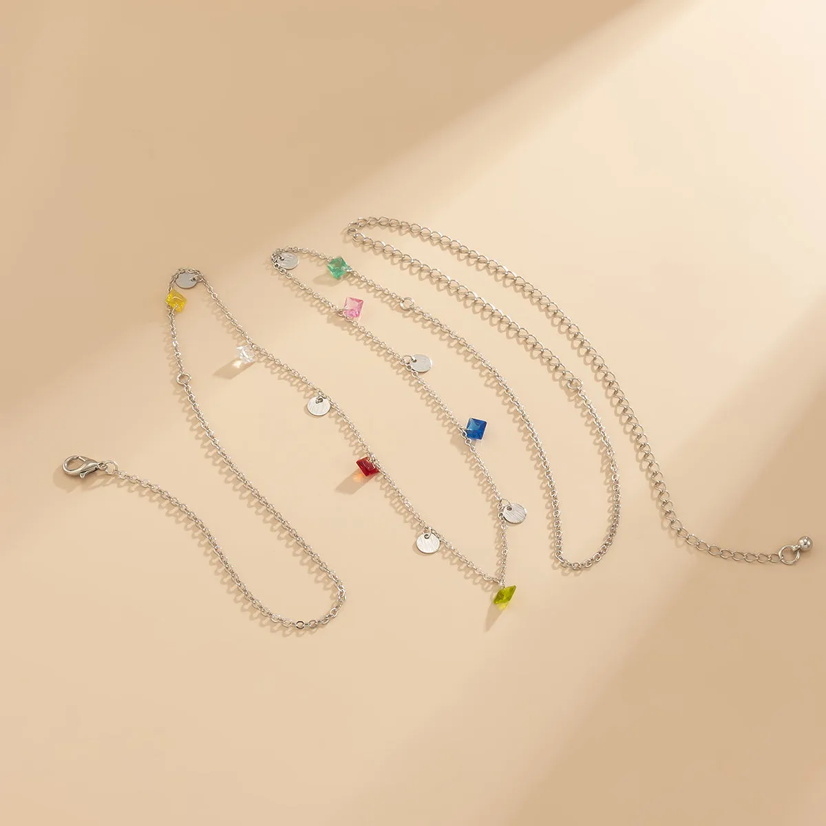 Colored Crystal & Silver-Plated Sequin Waist Chain