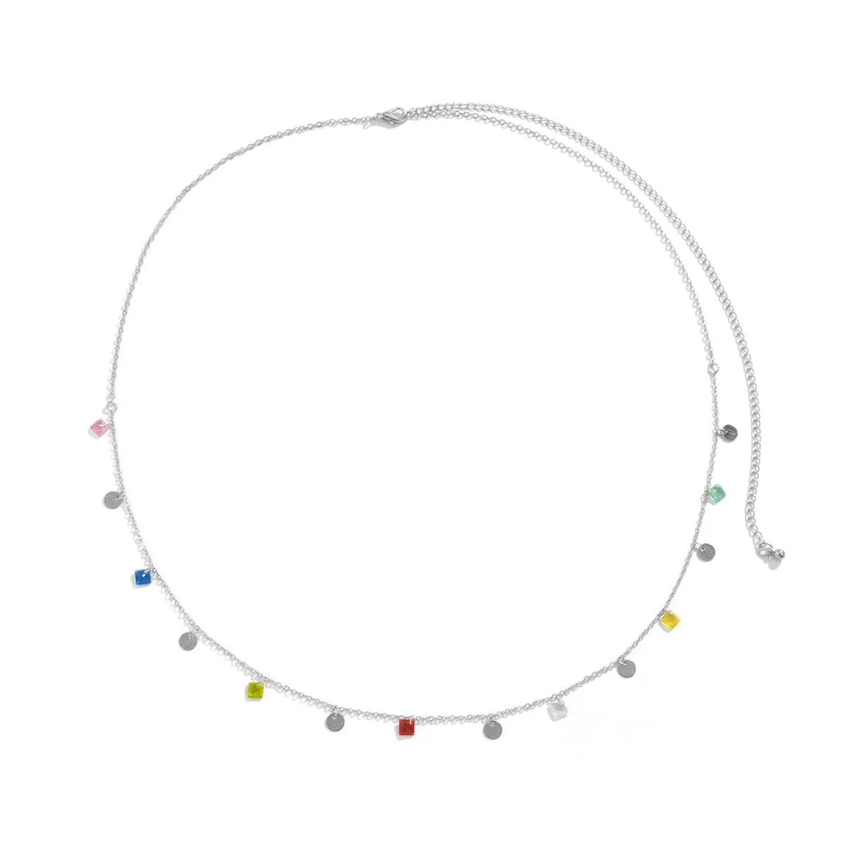 Colored Crystal & Silver-Plated Sequin Waist Chain