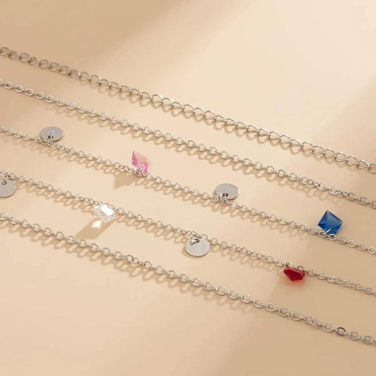 Colored Crystal & Silver-Plated Sequin Waist Chain