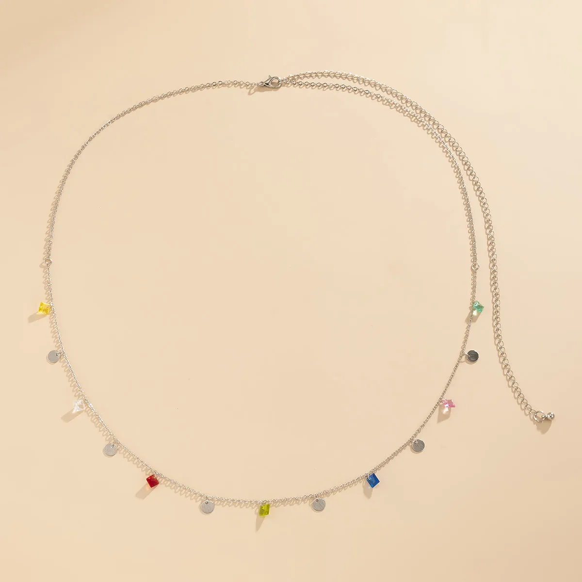 Colored Crystal & Silver-Plated Sequin Waist Chain