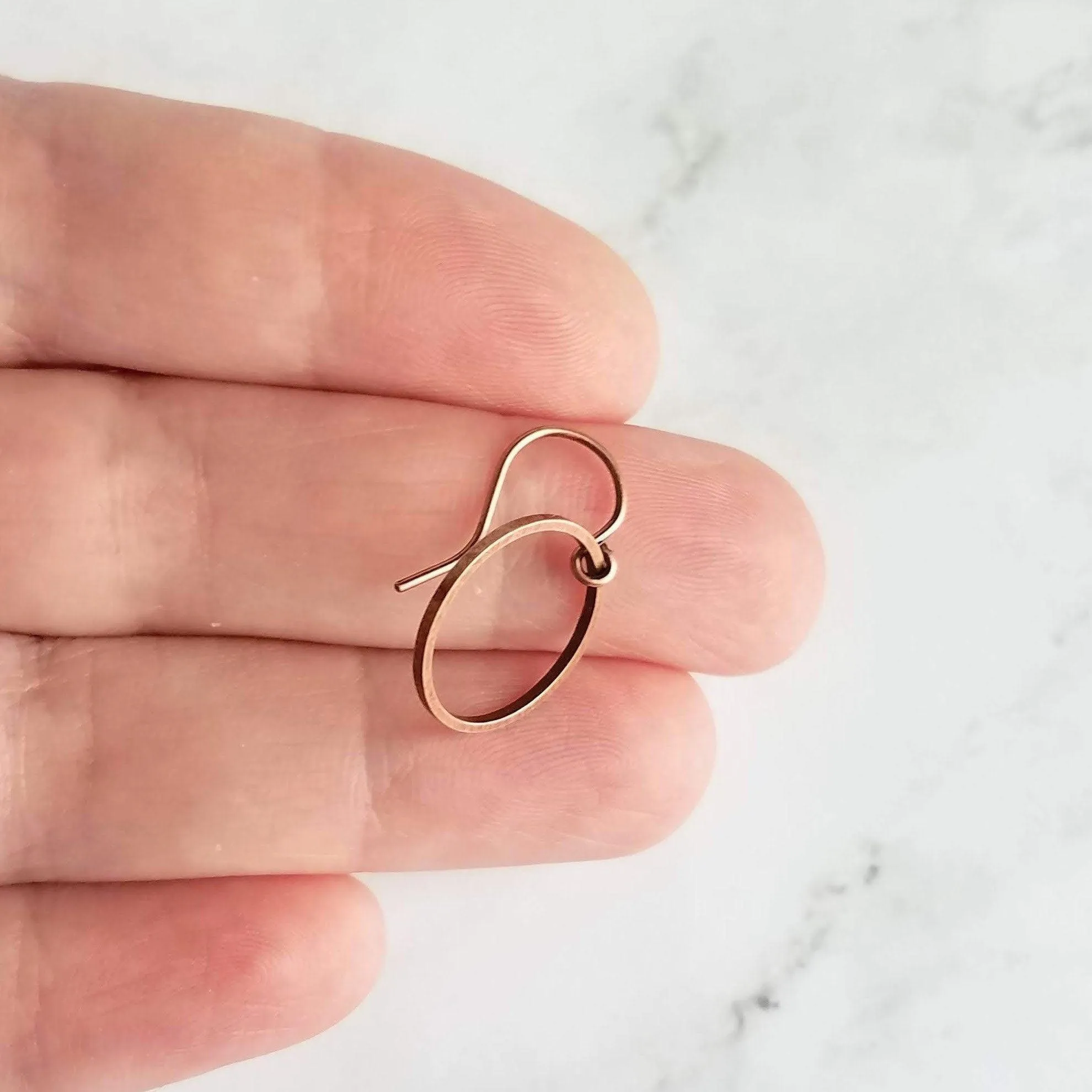 Copper Circle Earrings, small circle earring, antique copper circle earring, thin circle earring, simple copper earring, copper hoop earring