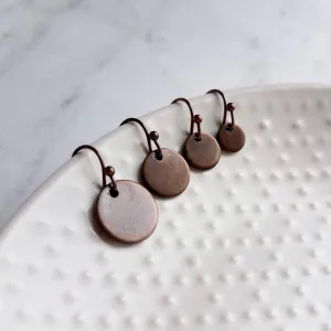 Copper Disk Earrings - small round tag, dark copper earring, antique copper disc, ONE PAIR copper earrings, tiny copper earring, 6 8 10 12mm