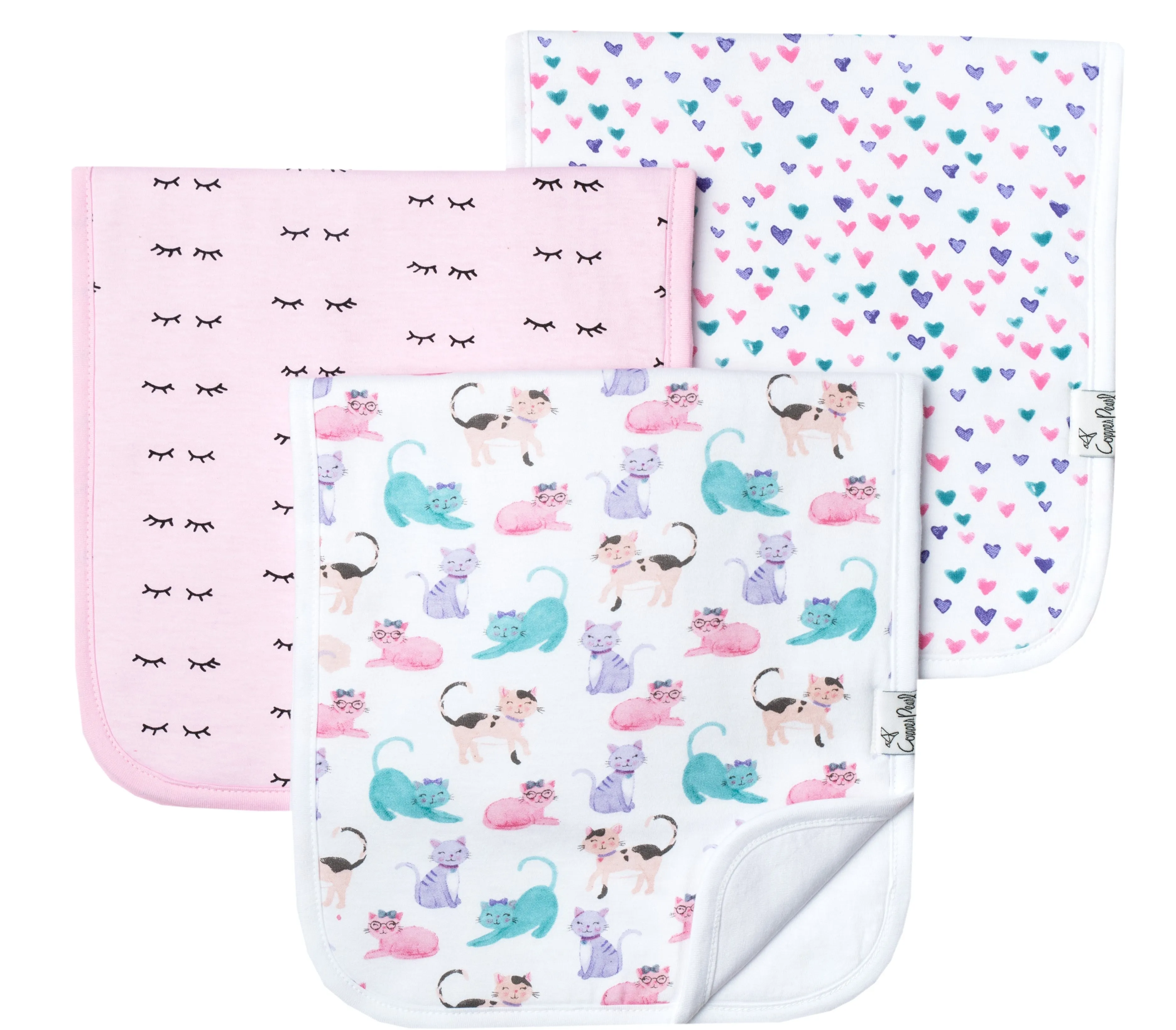 Copper Pearl Sassy (Cats) Premium Burp Cloth Set