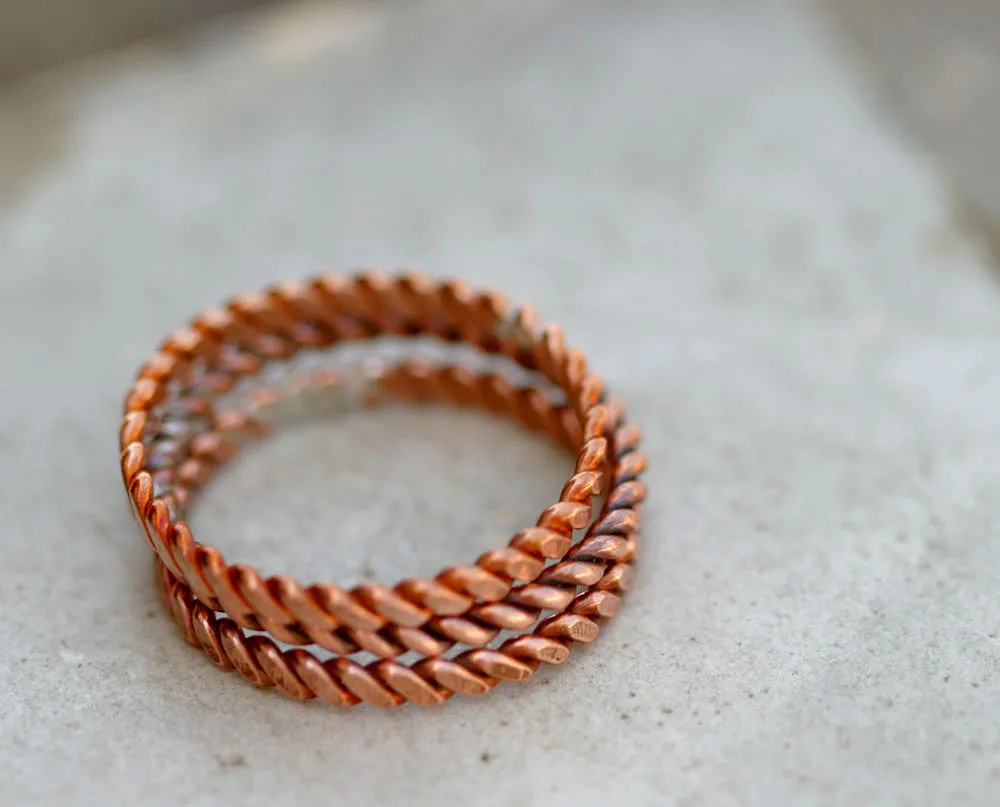 Copper twisted stacking rings (S0266)