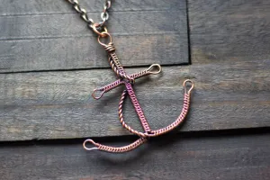 Copper Wire Wrapped Anchor Pendant