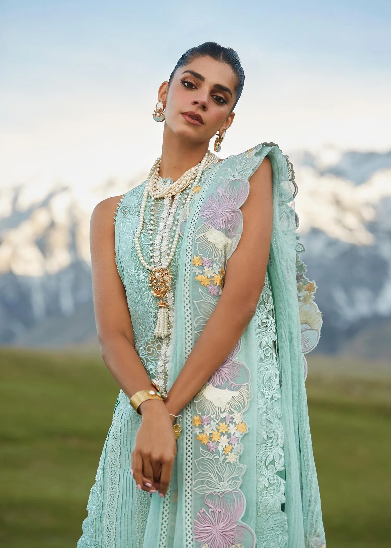 CRIMSON X SAIRA SHAKIRA LUXURY LAWN 2023 | Pleated Perfection - D4 A