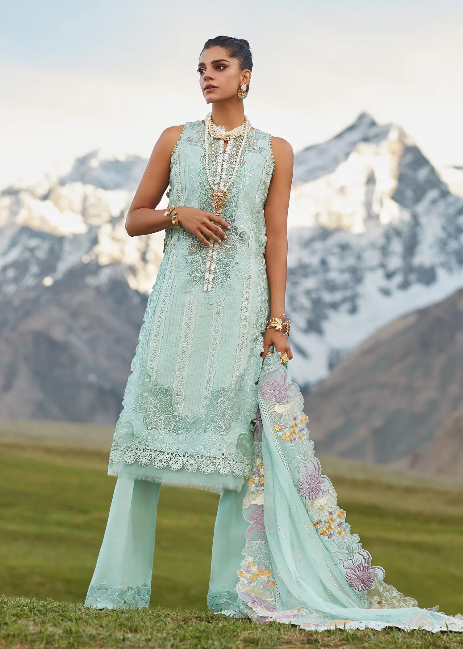 CRIMSON X SAIRA SHAKIRA LUXURY LAWN 2023 | Pleated Perfection - D4 A