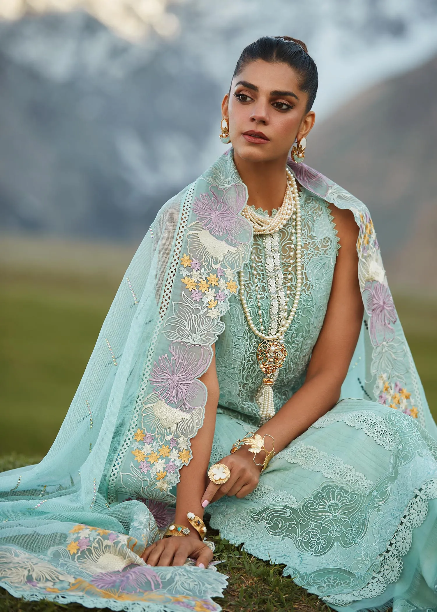 CRIMSON X SAIRA SHAKIRA LUXURY LAWN 2023 | Pleated Perfection - D4 A