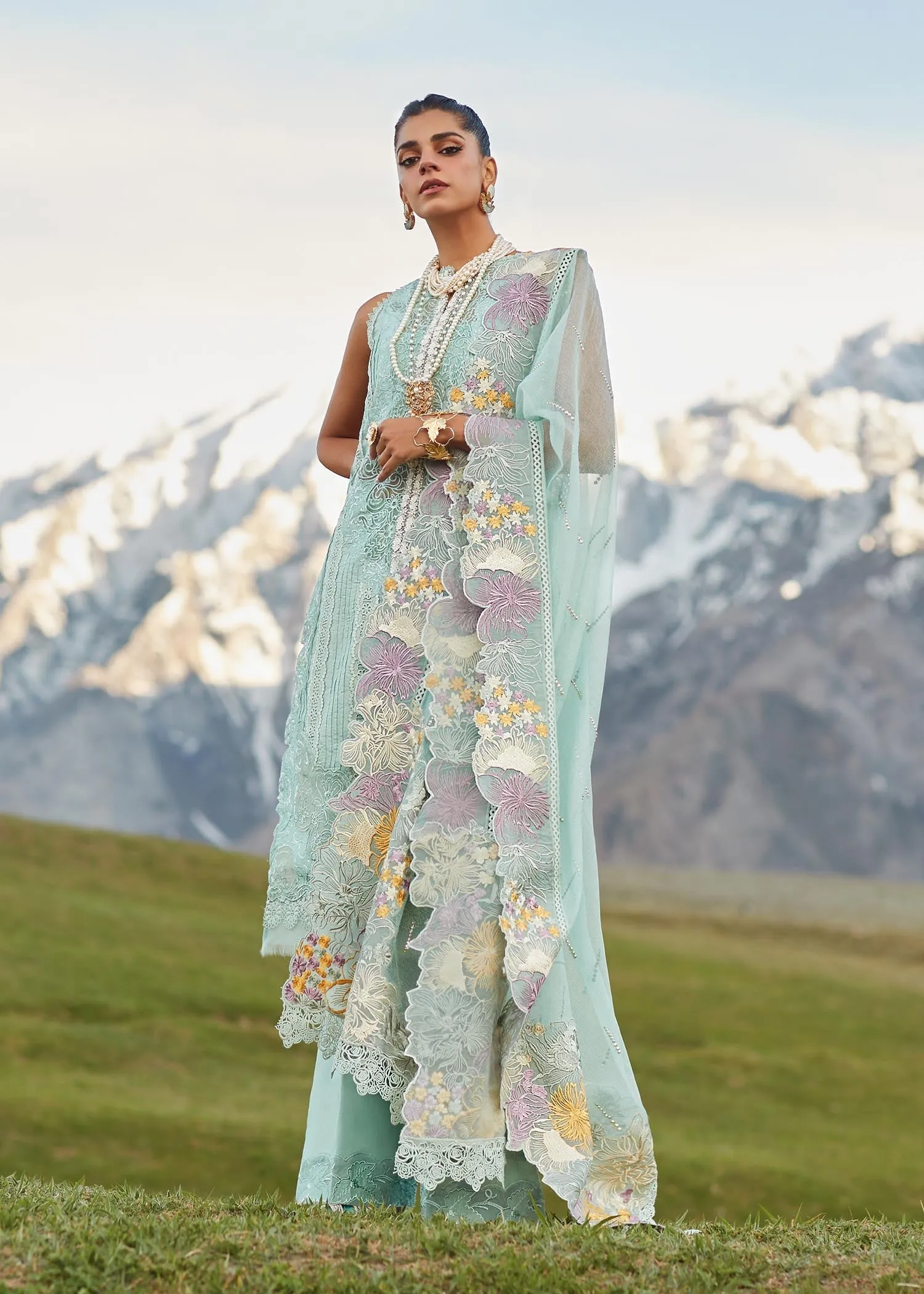 CRIMSON X SAIRA SHAKIRA LUXURY LAWN 2023 | Pleated Perfection - D4 A