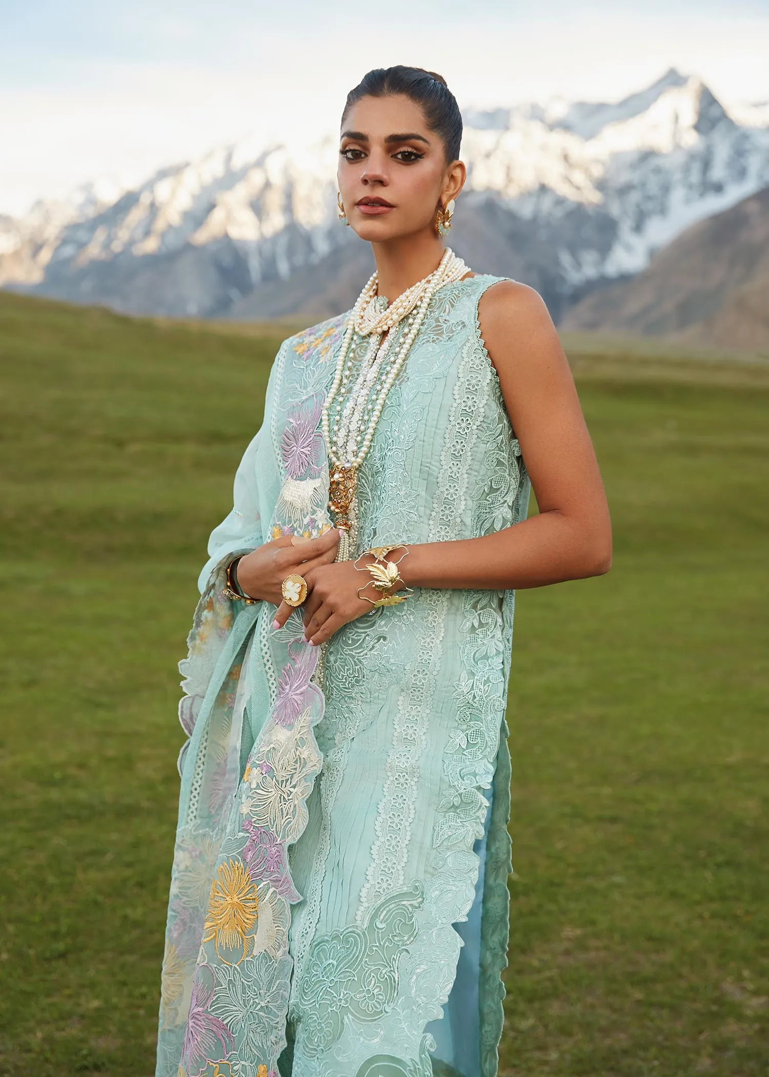 CRIMSON X SAIRA SHAKIRA LUXURY LAWN 2023 | Pleated Perfection - D4 A
