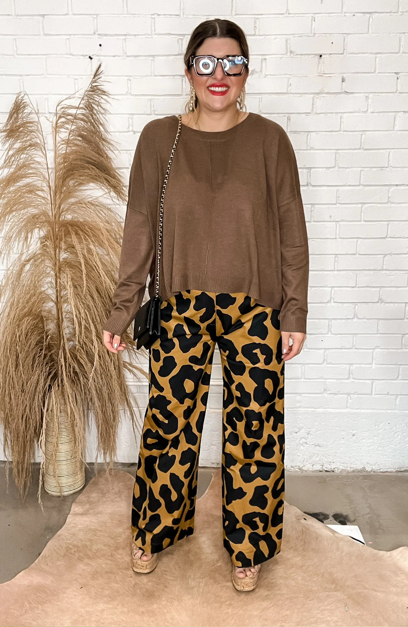 Crosby Leopard Wide Leg Trousers
