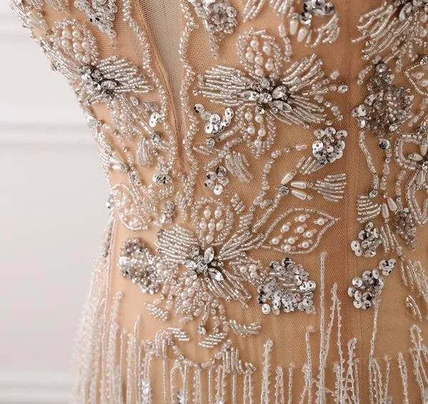 Crystal Mermaid Gold Raining Effect Dress