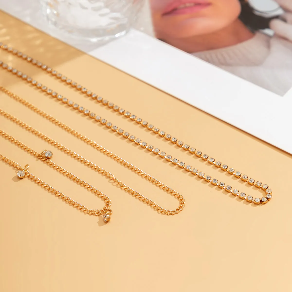 Cubic Zirconia & 18K Gold-Plated Waist Chain Set