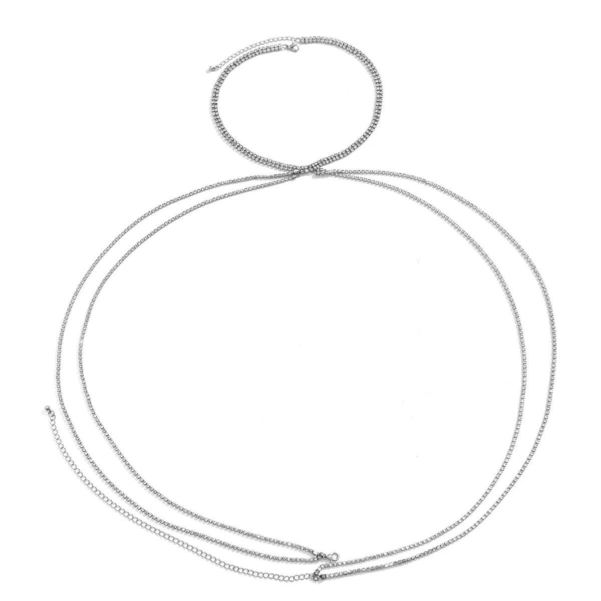 Cubic Zirconia & Silver-Plated Neck-To-Waist Layered Chain