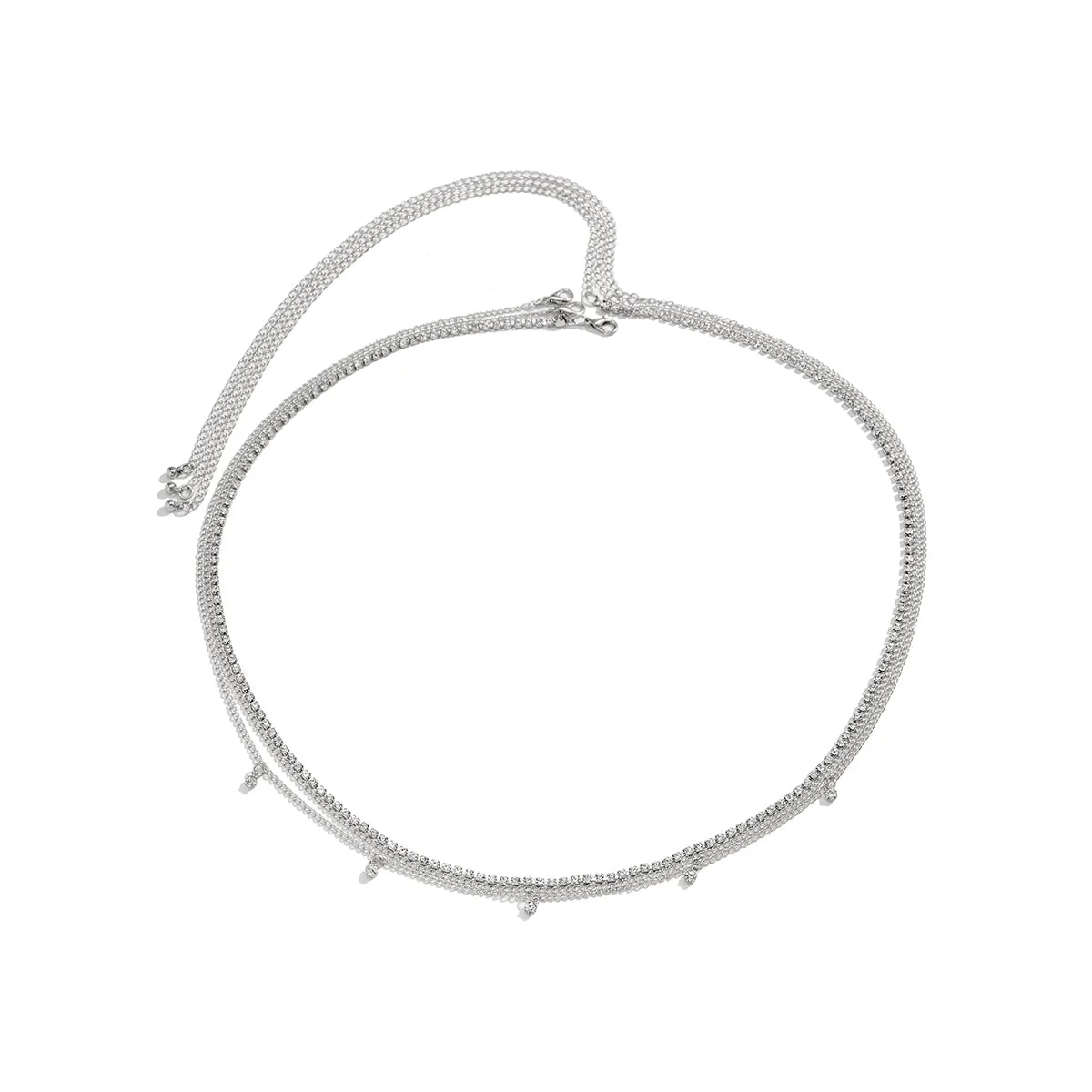 Cubic Zirconia & Silver-Plated Waist Chain Set