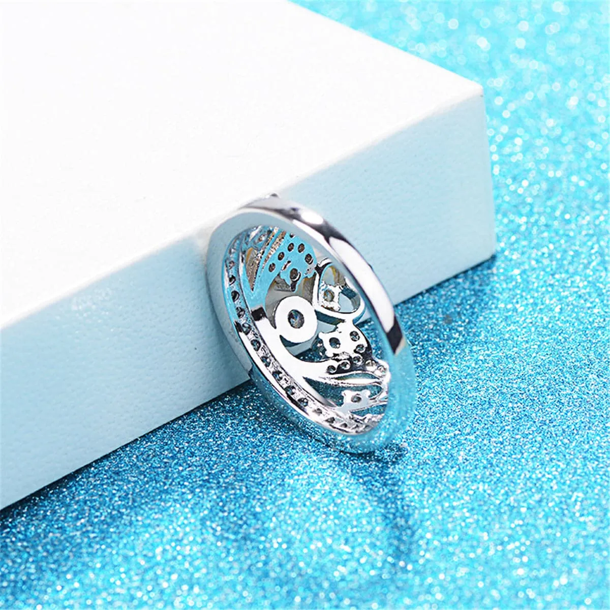 Cubic Zirconia & Two-Tone Crown Band Ring