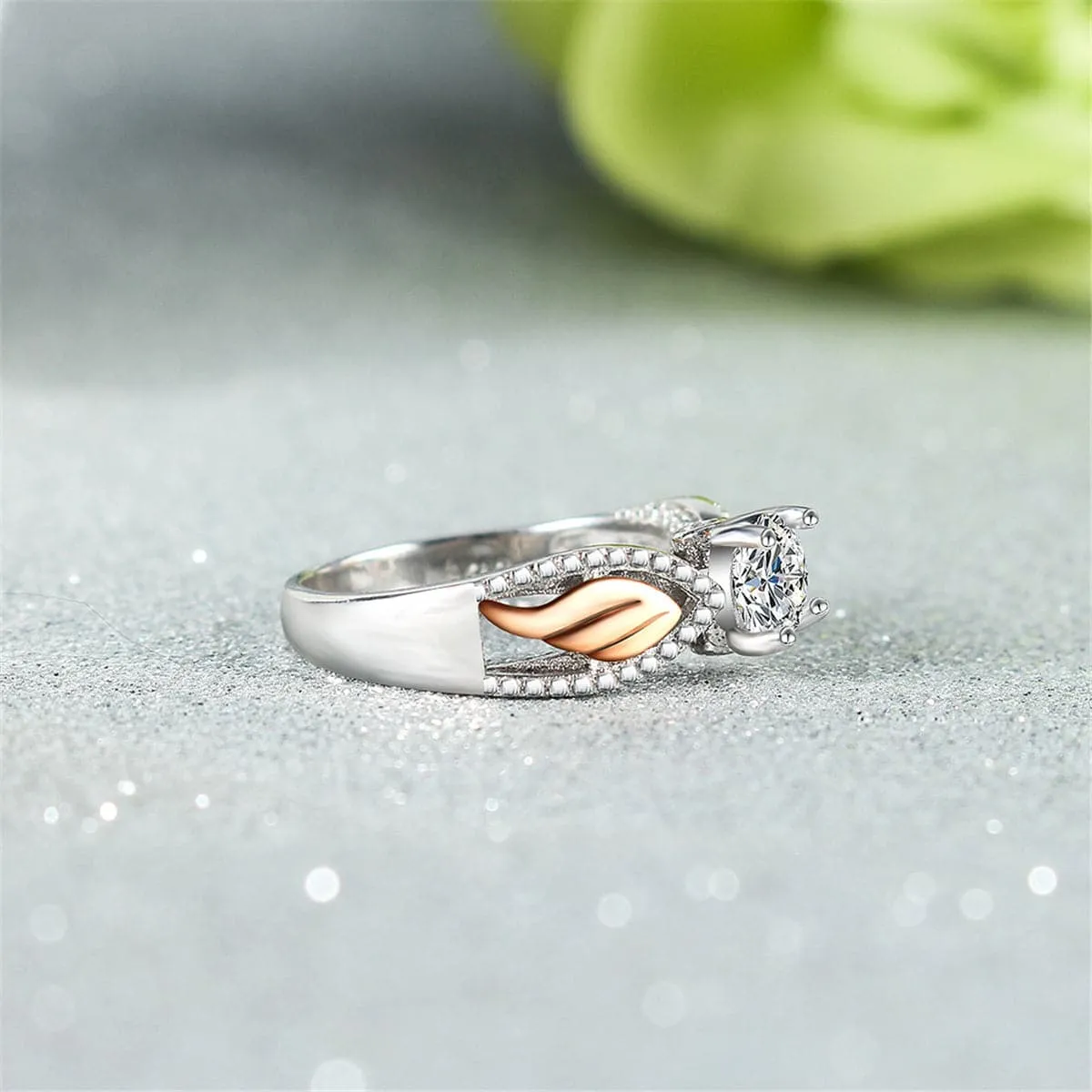 Cubic Zirconia & Two-Tone Wing Ring