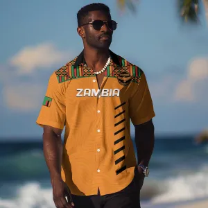 Custom Zambia Football Hawaiian Shirt Copper Queens Kente Pattern LT14