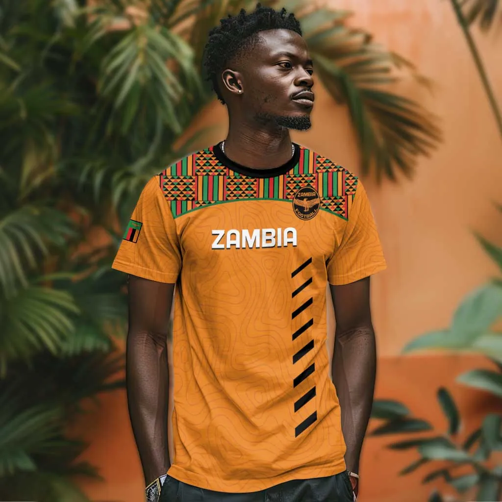Custom Zambia Football T shirt Copper Queens Kente Pattern LT14