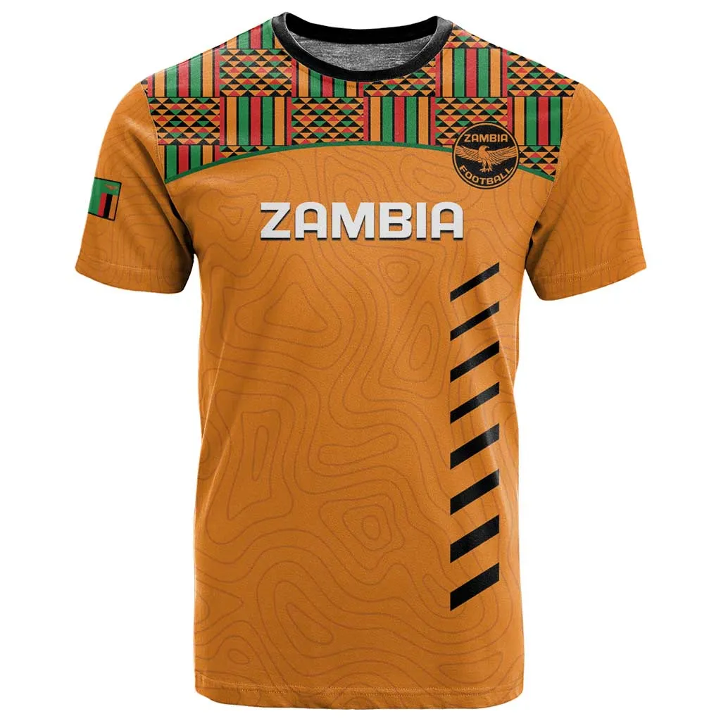 Custom Zambia Football T shirt Copper Queens Kente Pattern LT14
