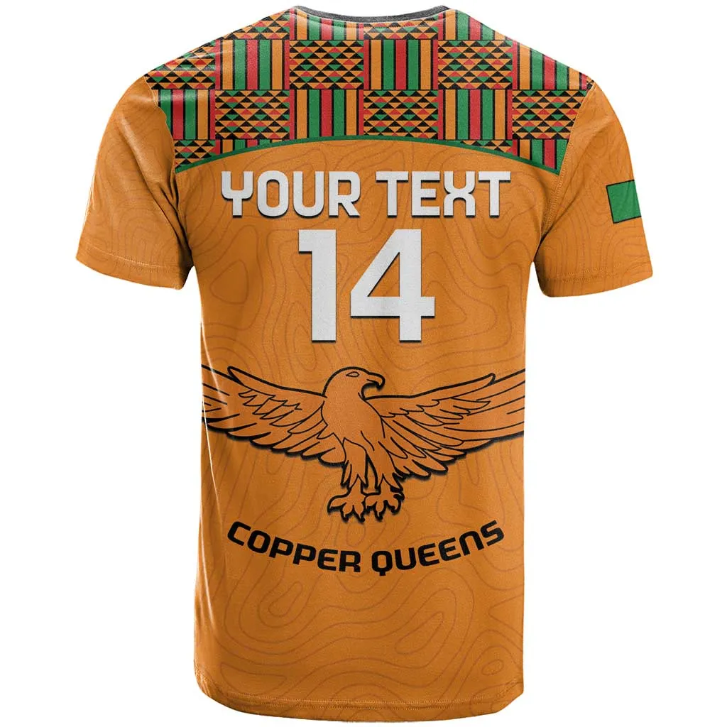 Custom Zambia Football T shirt Copper Queens Kente Pattern LT14