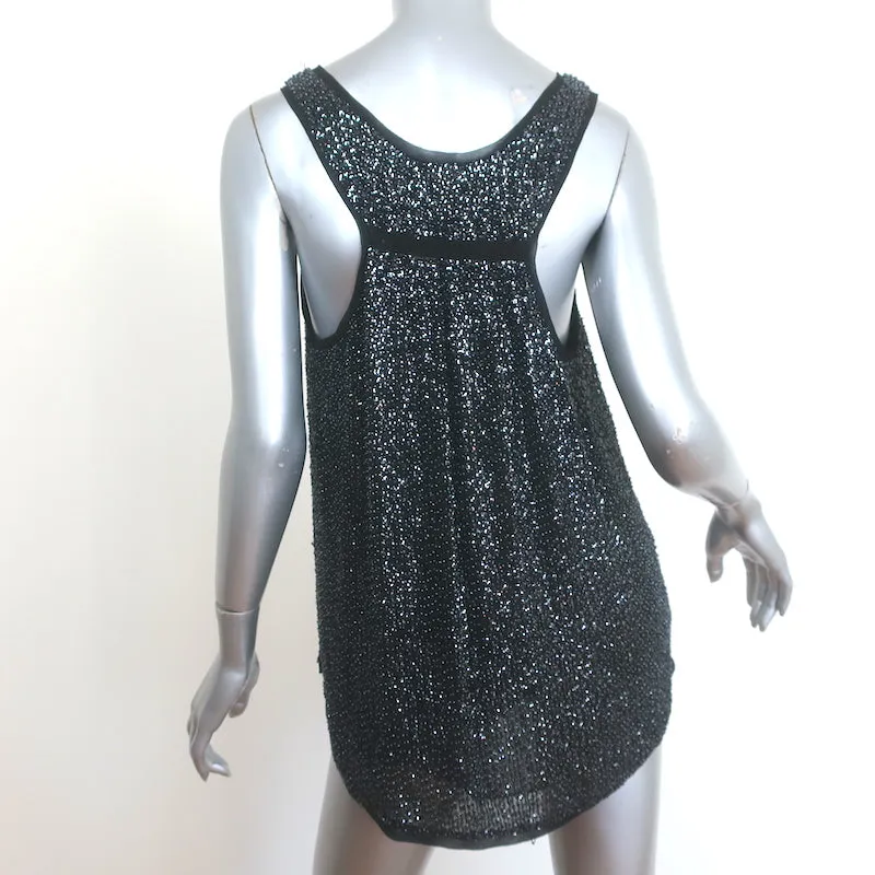 Diane von Furstenberg Pellina Sequined and Beaded Tank Top Black Size 8