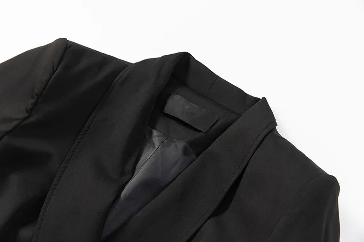 Dixie Double Breasted Solid Tops Black Underlay Skirt Elegant Two Piece Set