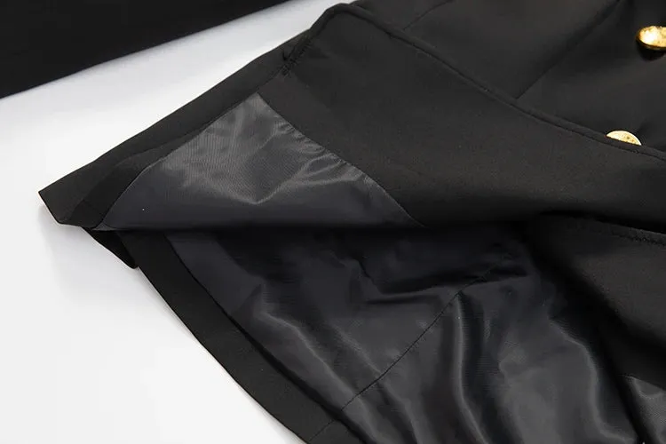Dixie Double Breasted Solid Tops Black Underlay Skirt Elegant Two Piece Set