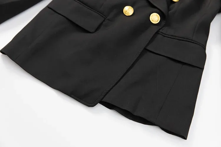 Dixie Double Breasted Solid Tops Black Underlay Skirt Elegant Two Piece Set