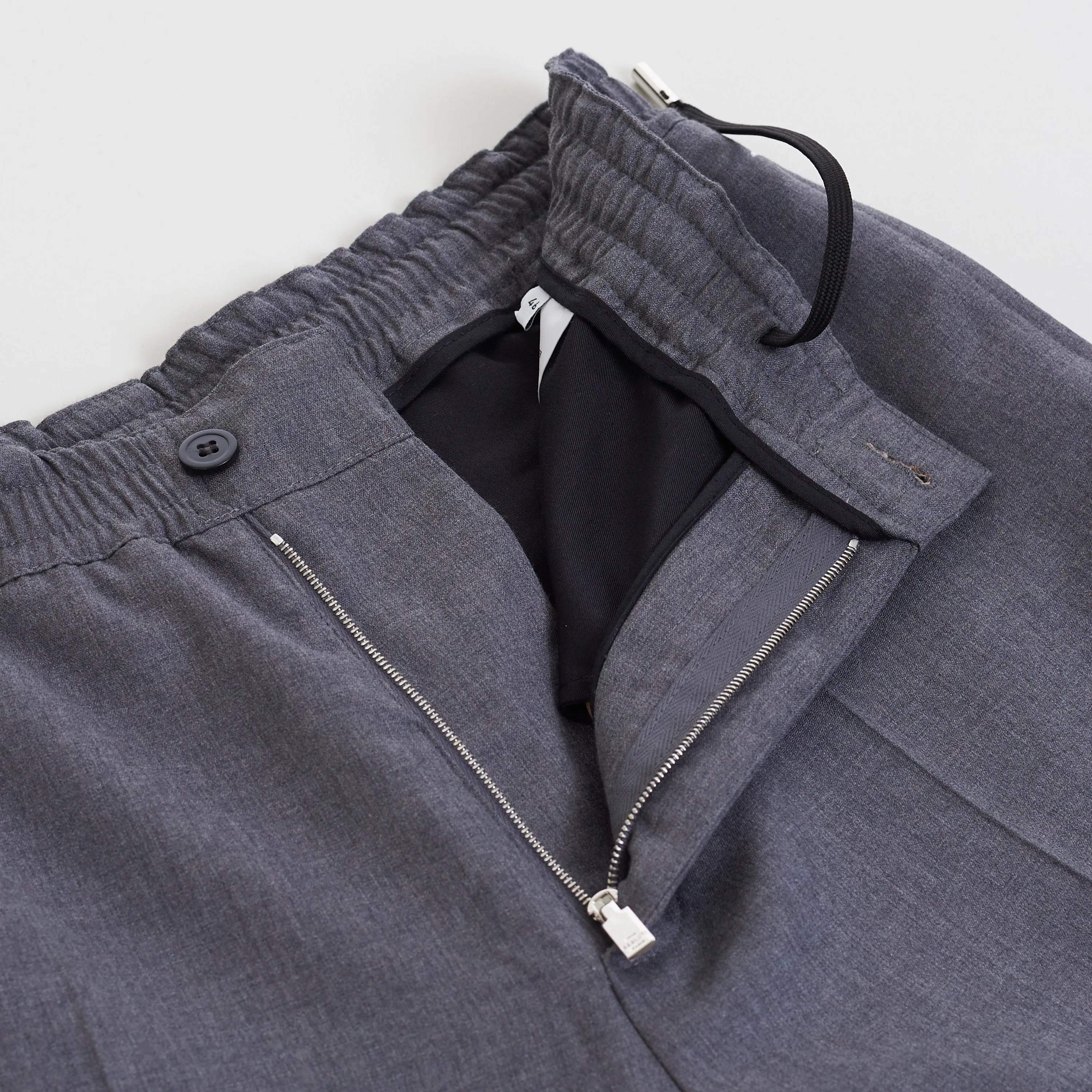 Drawstring Trousers In Grey Double Face Wool