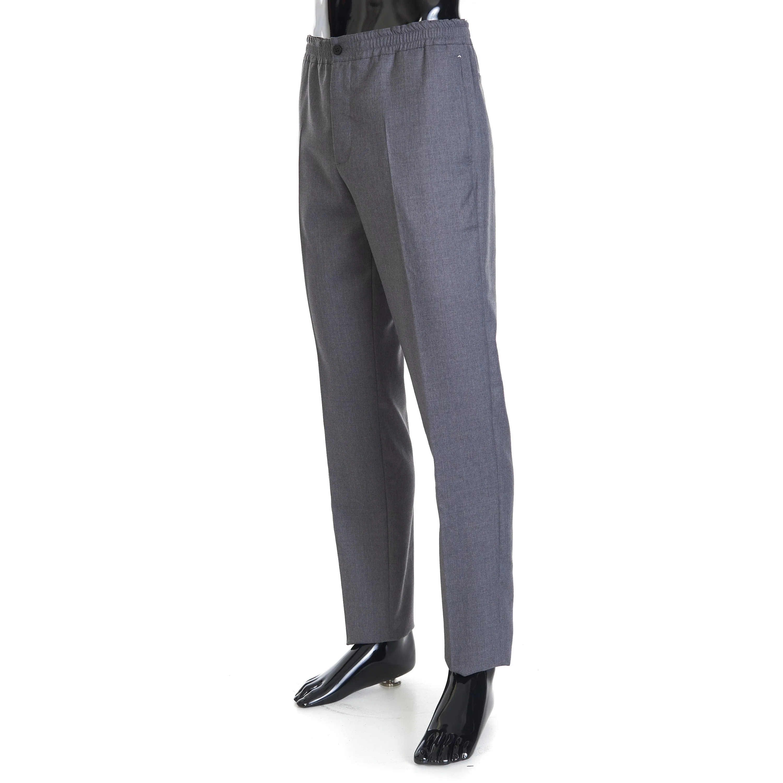 Drawstring Trousers In Grey Double Face Wool