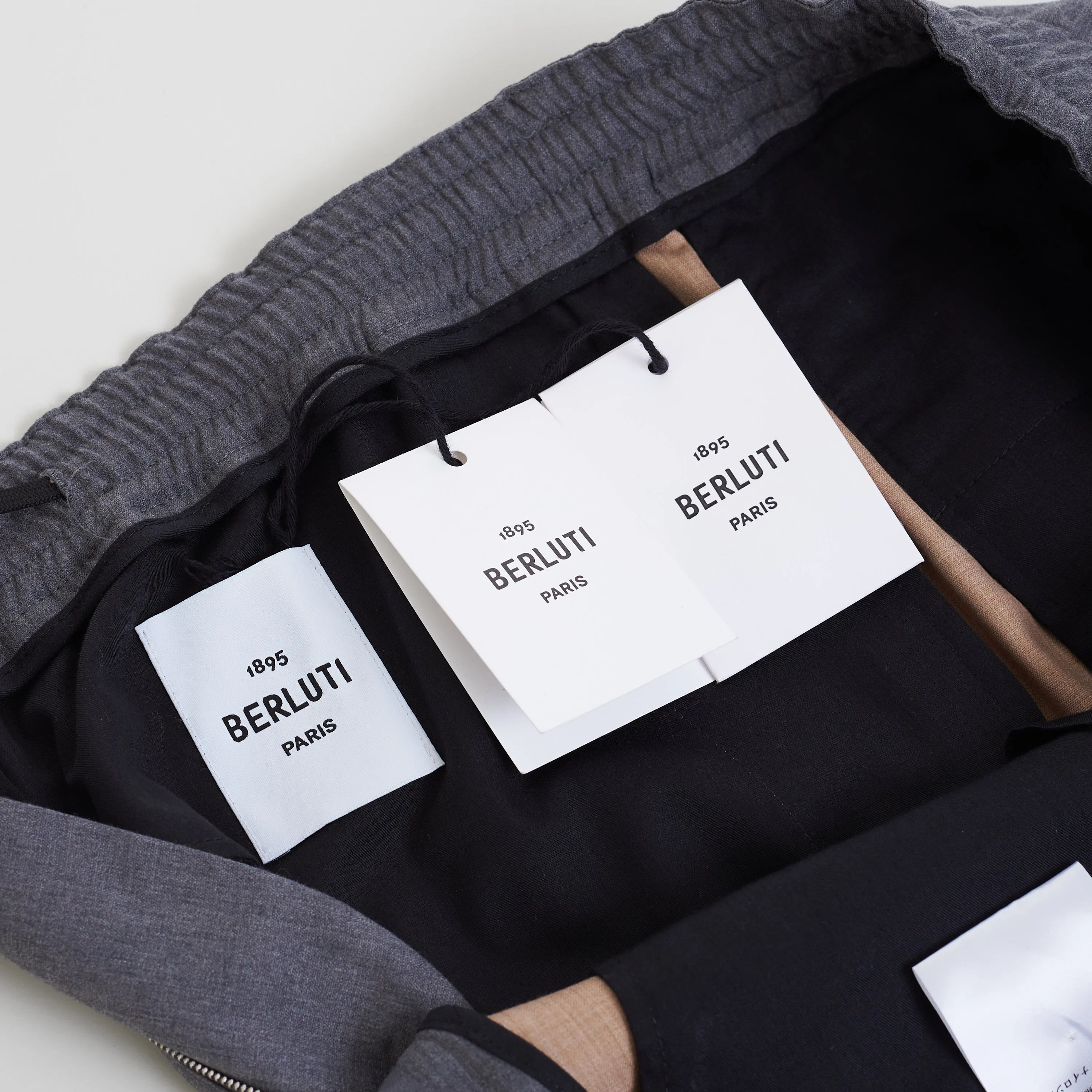 Drawstring Trousers In Grey Double Face Wool