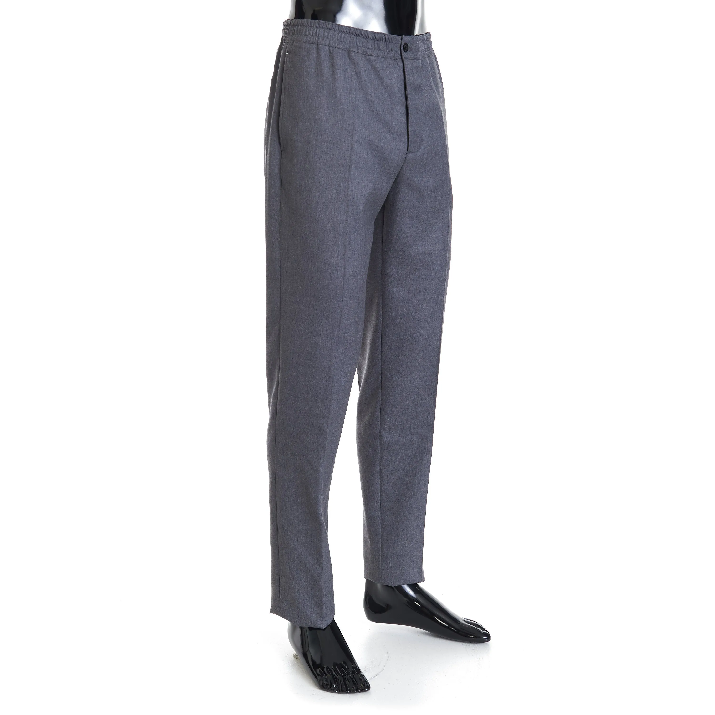 Drawstring Trousers In Grey Double Face Wool
