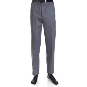 Drawstring Trousers In Grey Double Face Wool