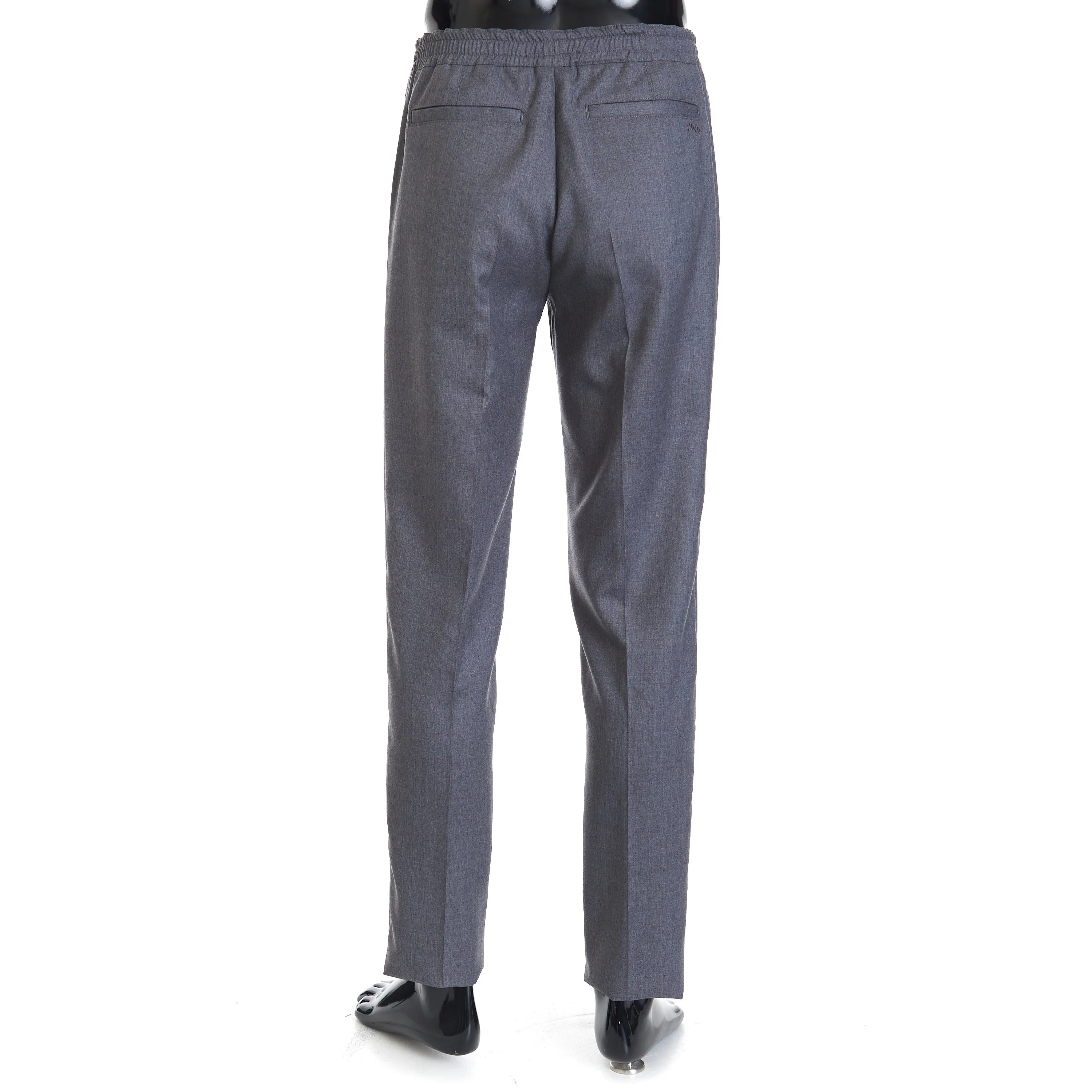 Drawstring Trousers In Grey Double Face Wool