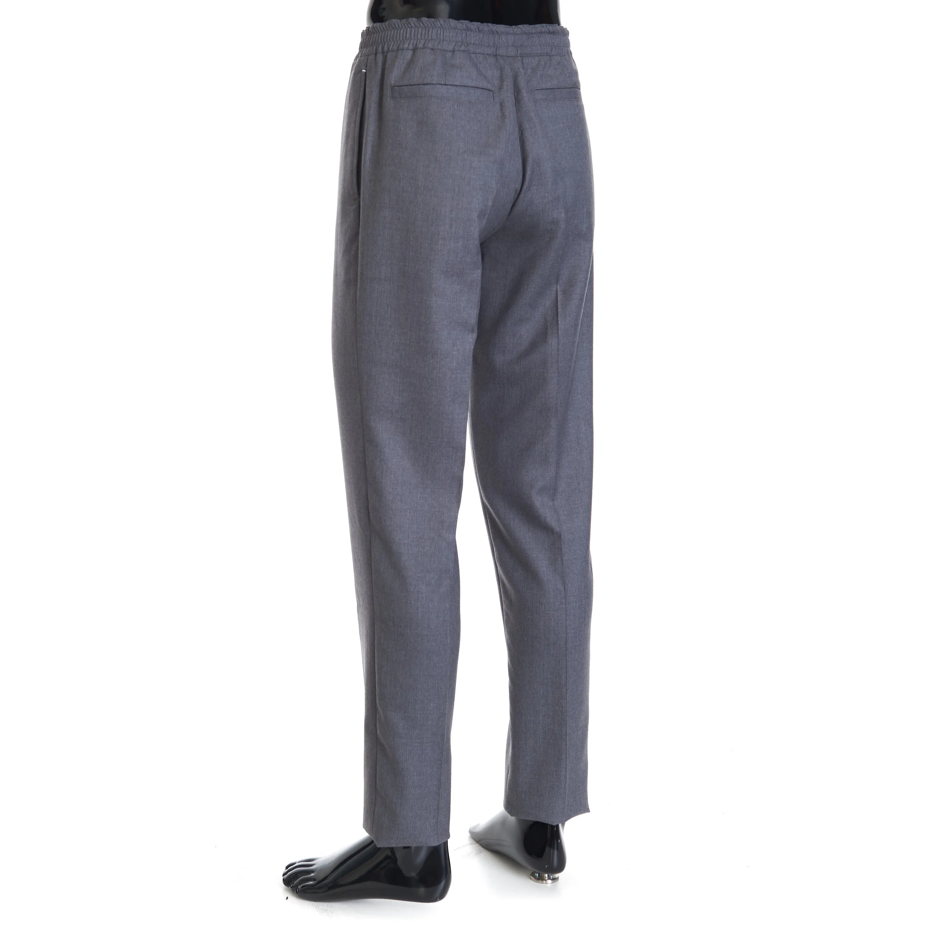 Drawstring Trousers In Grey Double Face Wool