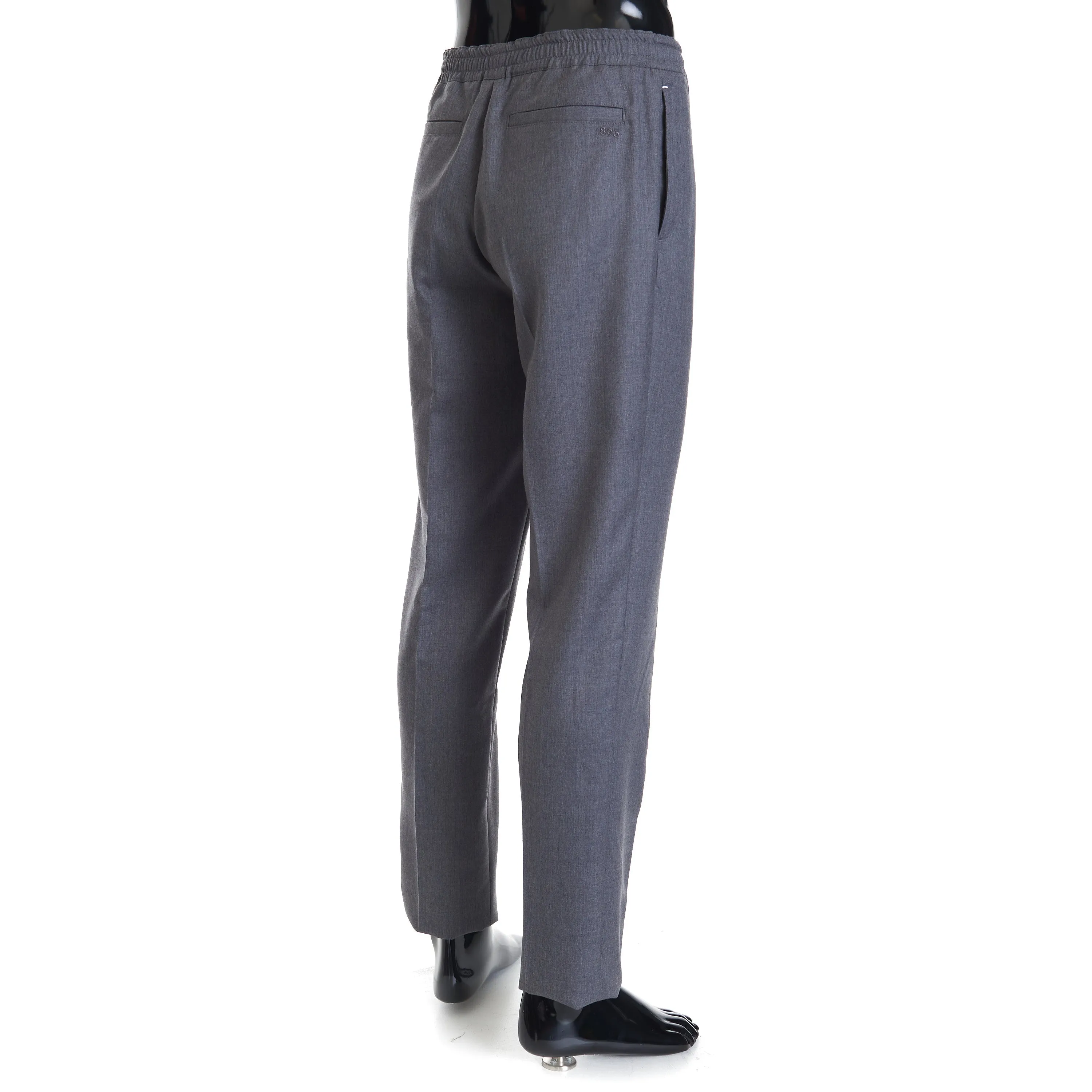 Drawstring Trousers In Grey Double Face Wool