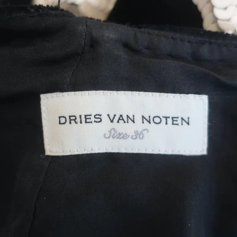 Dries Van Noten Giraffe Sequined Top Black Velvet Size 36 Short Sleeve Blouse