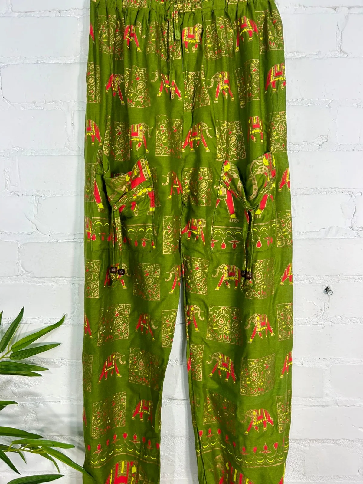 Elephant Print Pocket Harem Trousers