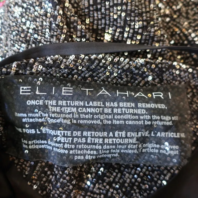 Elie Tahari Jazzie Sequined Gown Silver/Gold Size Extra Small Maxi Dress