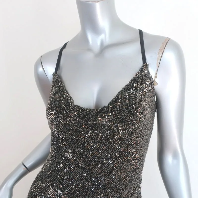 Elie Tahari Jazzie Sequined Gown Silver/Gold Size Extra Small Maxi Dress