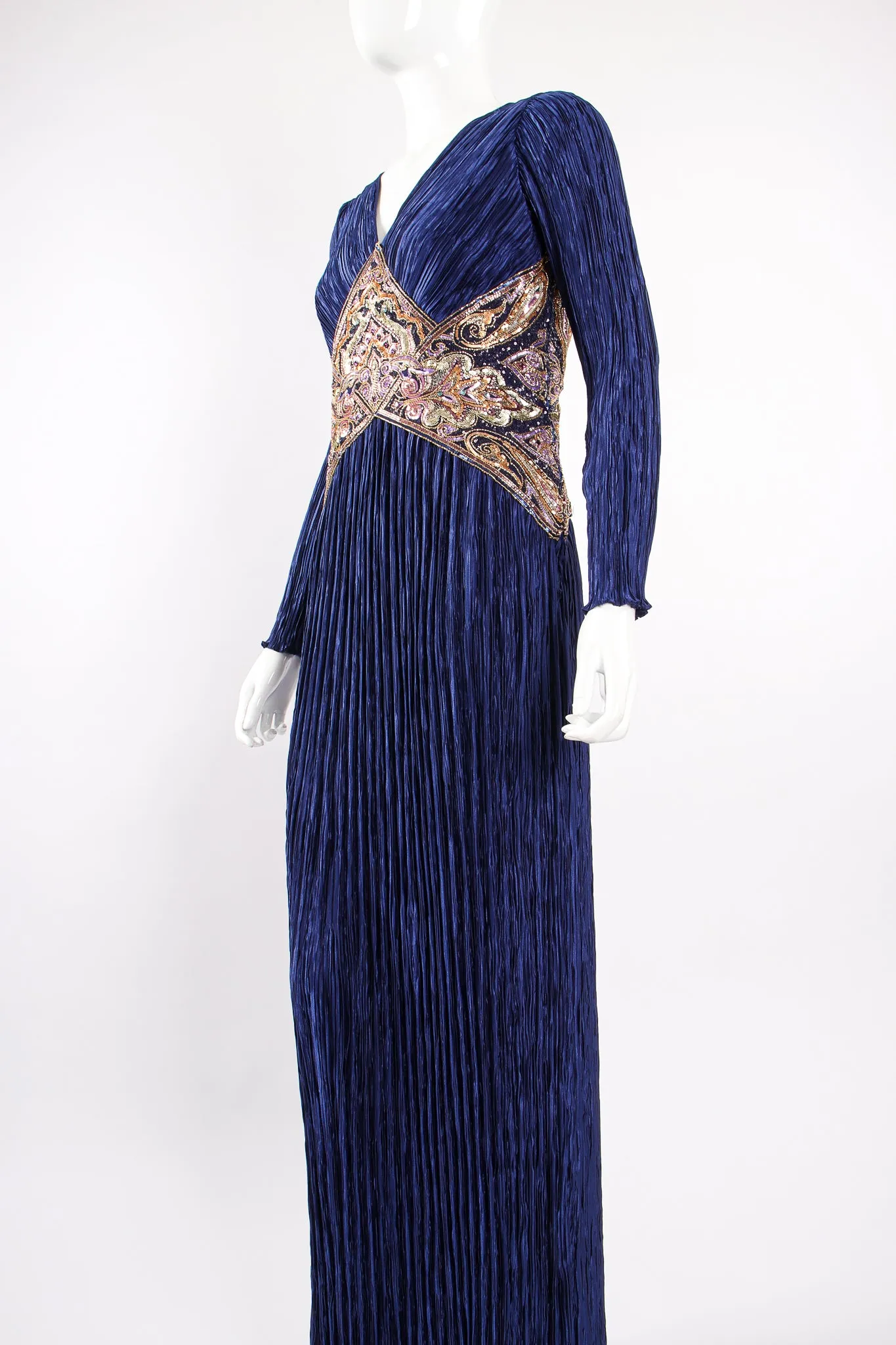 Embellished Waist Pleated Gown
