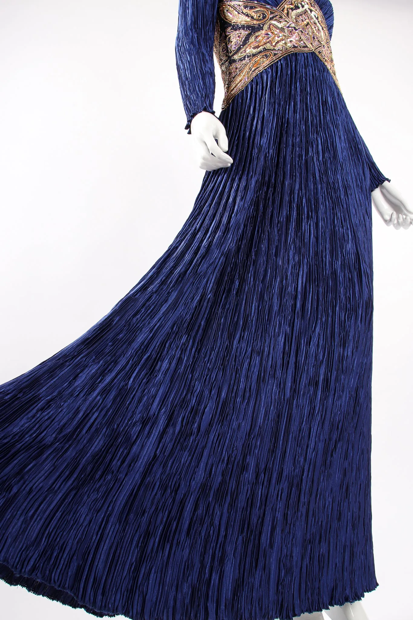 Embellished Waist Pleated Gown